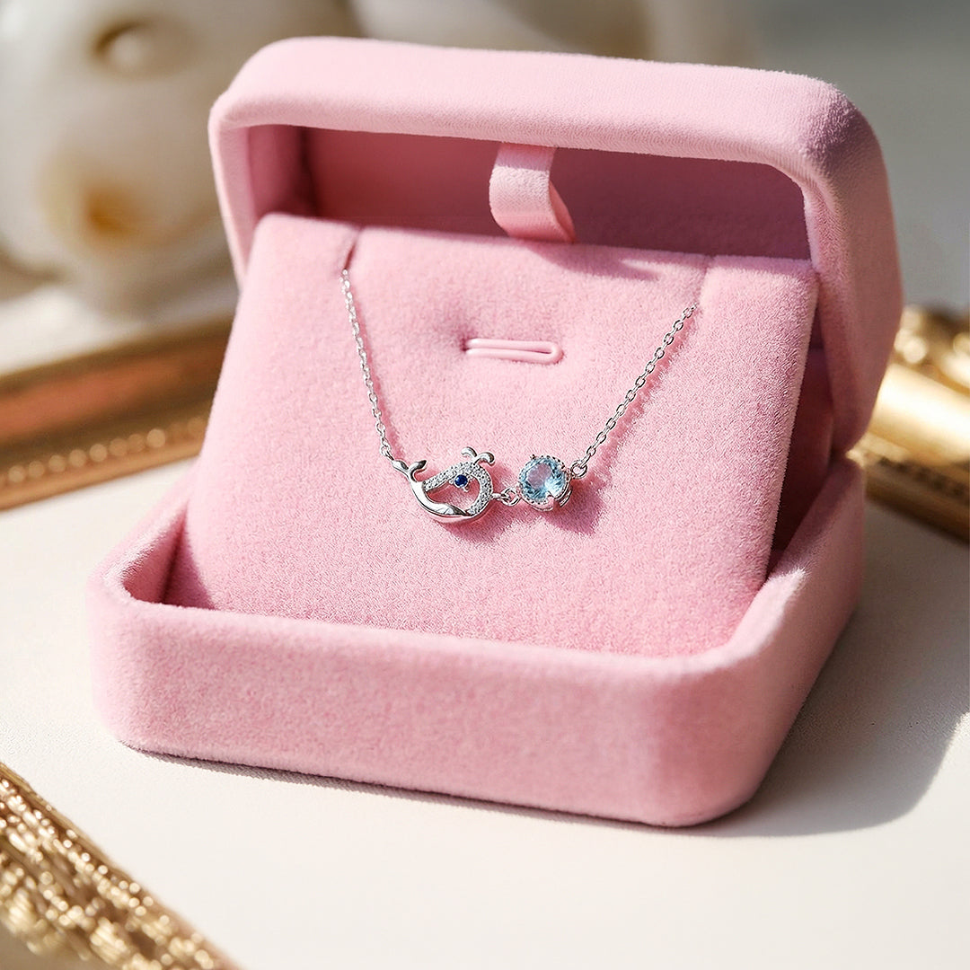 Whale &amp; Moonstone Pendant Necklace | White Gold | Luxe4462 - Luxe Necklace | Singapore Jewellery, Wedding Rings &amp; Gifts | Same Day Delivery | Tiara.com.sg