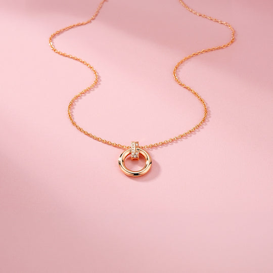 Circle Bar Pendant Necklace | Rose Gold | Luxe4464 - Luxe Necklace | Singapore Jewellery, Wedding Rings &amp; Gifts | Same Day Delivery | Tiara.com.sg