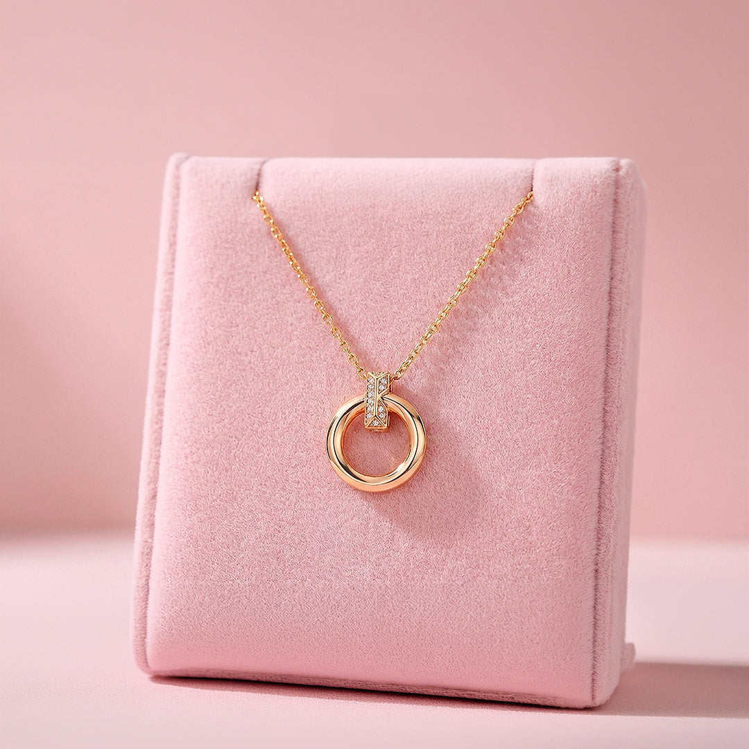 Circle Bar Pendant Necklace | Rose Gold | Luxe4464 - Luxe Necklace | Singapore Jewellery, Wedding Rings &amp; Gifts | Same Day Delivery | Tiara.com.sg
