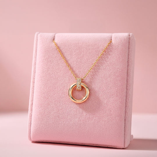 Circle Bar Pendant Necklace | Rose Gold | Luxe4464 - Luxe Necklace | Singapore Jewellery, Wedding Rings &amp; Gifts | Same Day Delivery | Tiara.com.sg