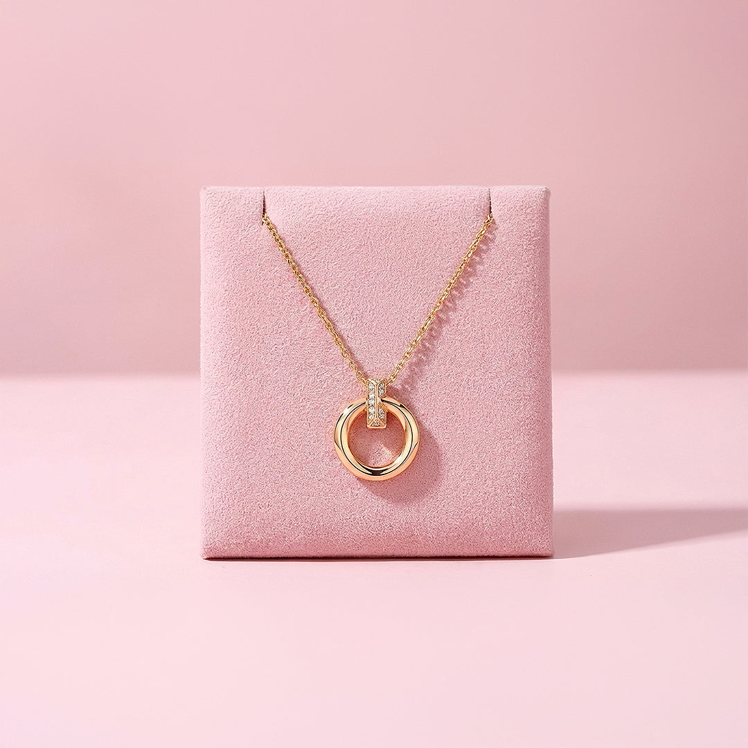 Circle Bar Pendant Necklace | Rose Gold | Luxe4464 - Luxe Necklace | Singapore Jewellery, Wedding Rings &amp; Gifts | Same Day Delivery | Tiara.com.sg