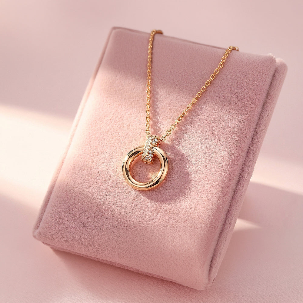 Circle Bar Pendant Necklace | Rose Gold | Luxe4464 - Luxe Necklace | Singapore Jewellery, Wedding Rings & Gifts | Same Day Delivery | Tiara.com.sg