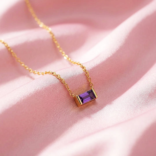 Baguette Birthstone Pendant Necklace | Gold | Luxe4472 - Luxe Necklace | Singapore Jewellery, Wedding Rings &amp; Gifts | Same Day Delivery | Tiara.com.sg