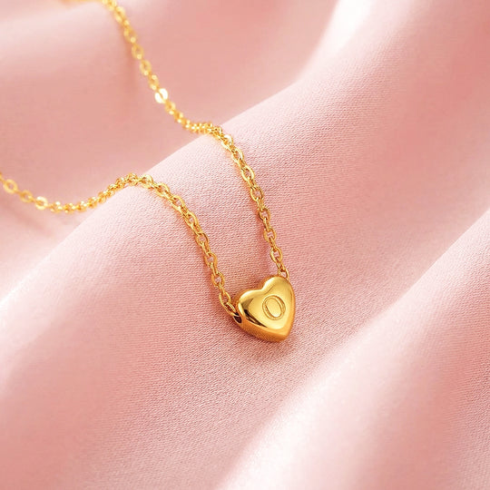 Initial Heart Charm Pendant Necklace | Gold | Luxe4474 - Luxe Necklace | Singapore Jewellery, Wedding Rings &amp; Gifts | Same Day Delivery | Tiara.com.sg