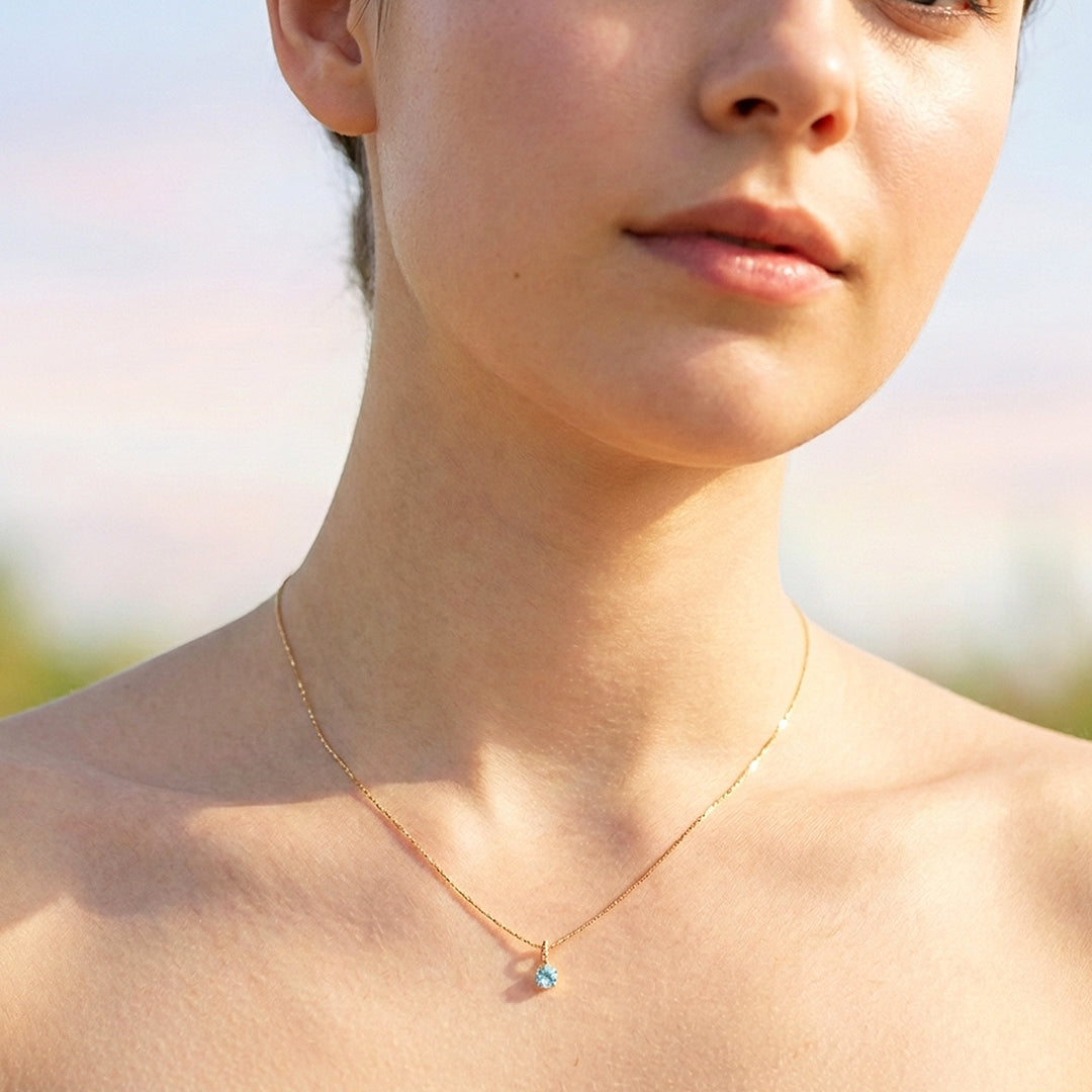 Birthstone Charm Drop Necklace | Gold | Luxe4344 - Luxe Necklace | Singapore Jewellery, Wedding Rings &amp; Gifts | Same Day Delivery | Tiara.com.sg