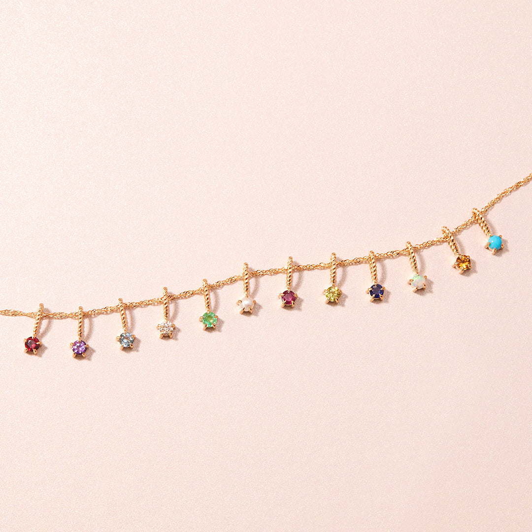 Birthstone Charm Drop Necklace | Gold | Luxe4344 - Luxe Necklace | Singapore Jewellery, Wedding Rings &amp; Gifts | Same Day Delivery | Tiara.com.sg