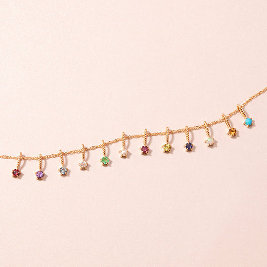 Birthstone Charm Drop Necklace | Gold | Luxe4344 - Luxe Necklace | Singapore Jewellery, Wedding Rings &amp; Gifts | Same Day Delivery | Tiara.com.sg