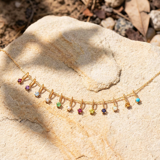 Birthstone Charm Drop Necklace | Gold | Luxe4344 - Luxe Necklace | Singapore Jewellery, Wedding Rings &amp; Gifts | Same Day Delivery | Tiara.com.sg
