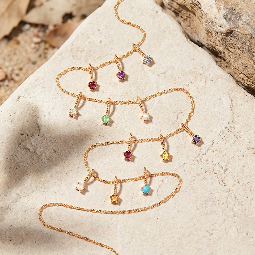 Birthstone Charm Drop Necklace | Gold | Luxe4344 - Luxe Necklace | Singapore Jewellery, Wedding Rings & Gifts | Same Day Delivery | Tiara.com.sg