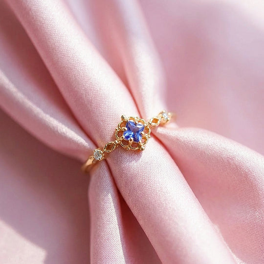 Princess-Cut Vintage Floral Jewelry Set | Gold &amp; Lavender | Luxe4477 - Luxe Necklace | Singapore Jewellery, Wedding Rings &amp; Gifts | Same Day Delivery | Tiara.com.sg