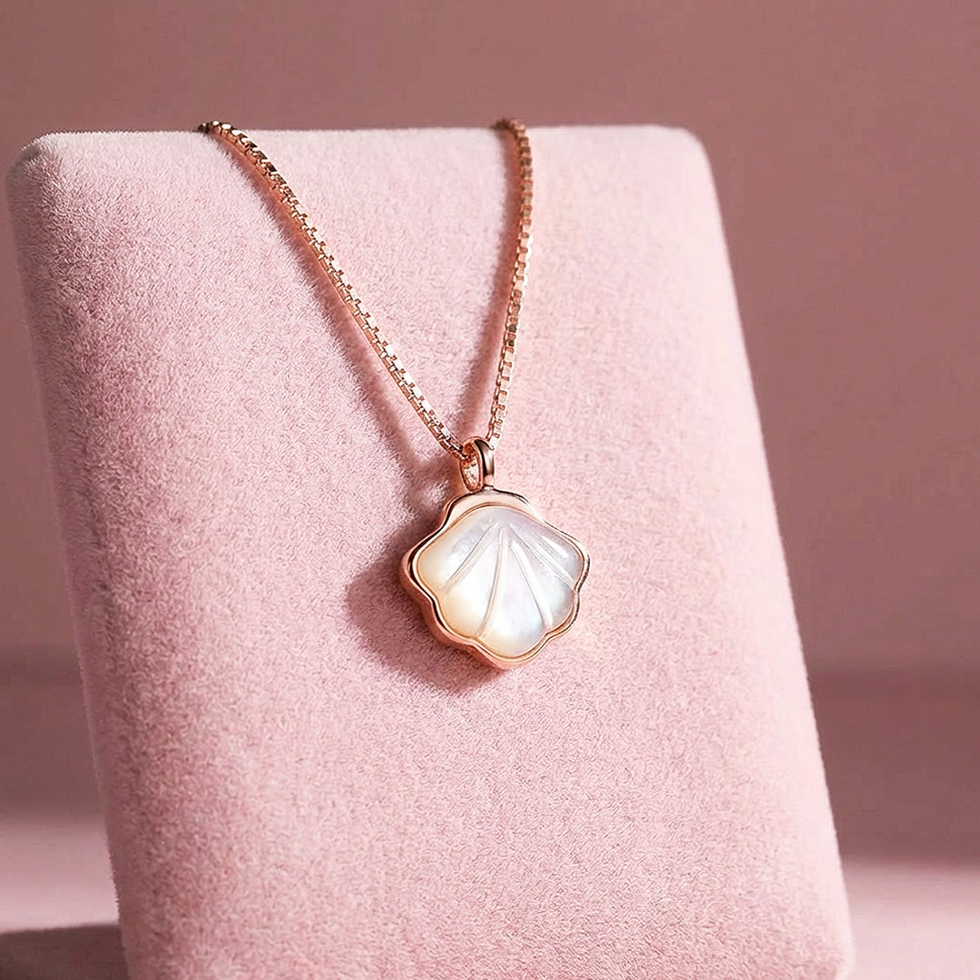 Mother-of-Pearl Shell Pendant Necklace | Rose Gold | Luxe4480 - Luxe Necklace | Singapore Jewellery, Wedding Rings & Gifts | Same Day Delivery | Tiara.com.sg