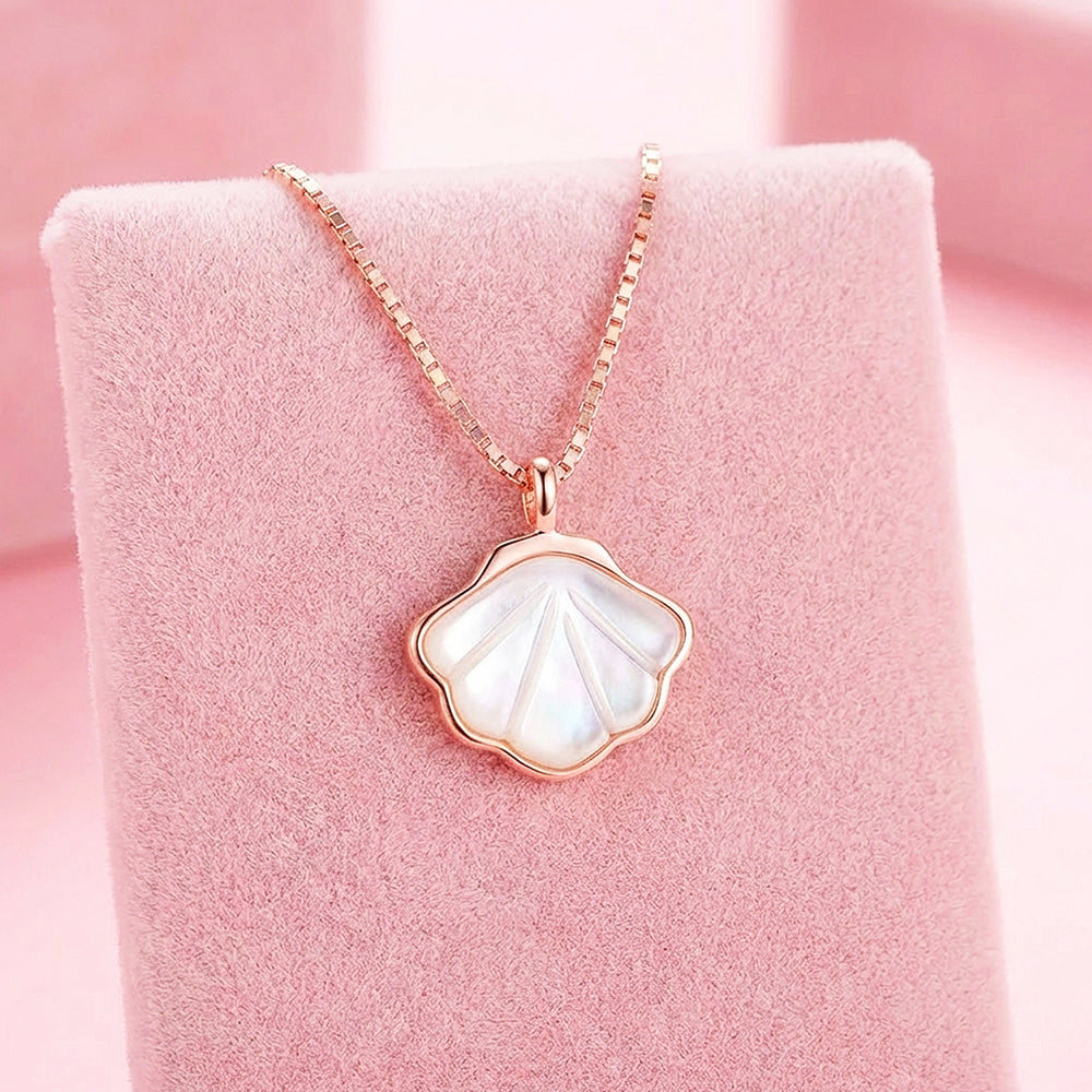Mother-of-Pearl Shell Pendant Necklace | Rose Gold | Luxe4480 - Luxe Necklace | Singapore Jewellery, Wedding Rings & Gifts | Same Day Delivery | Tiara.com.sg
