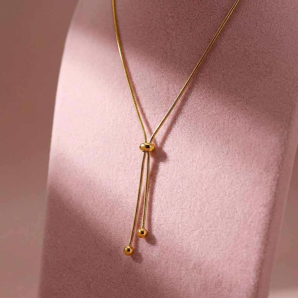 Snake Chain Slider Drop Pendant Necklace | Gold | Luxe4497 - Luxe Necklace | Singapore Jewellery, Wedding Rings & Gifts | Same Day Delivery | Tiara.com.sg