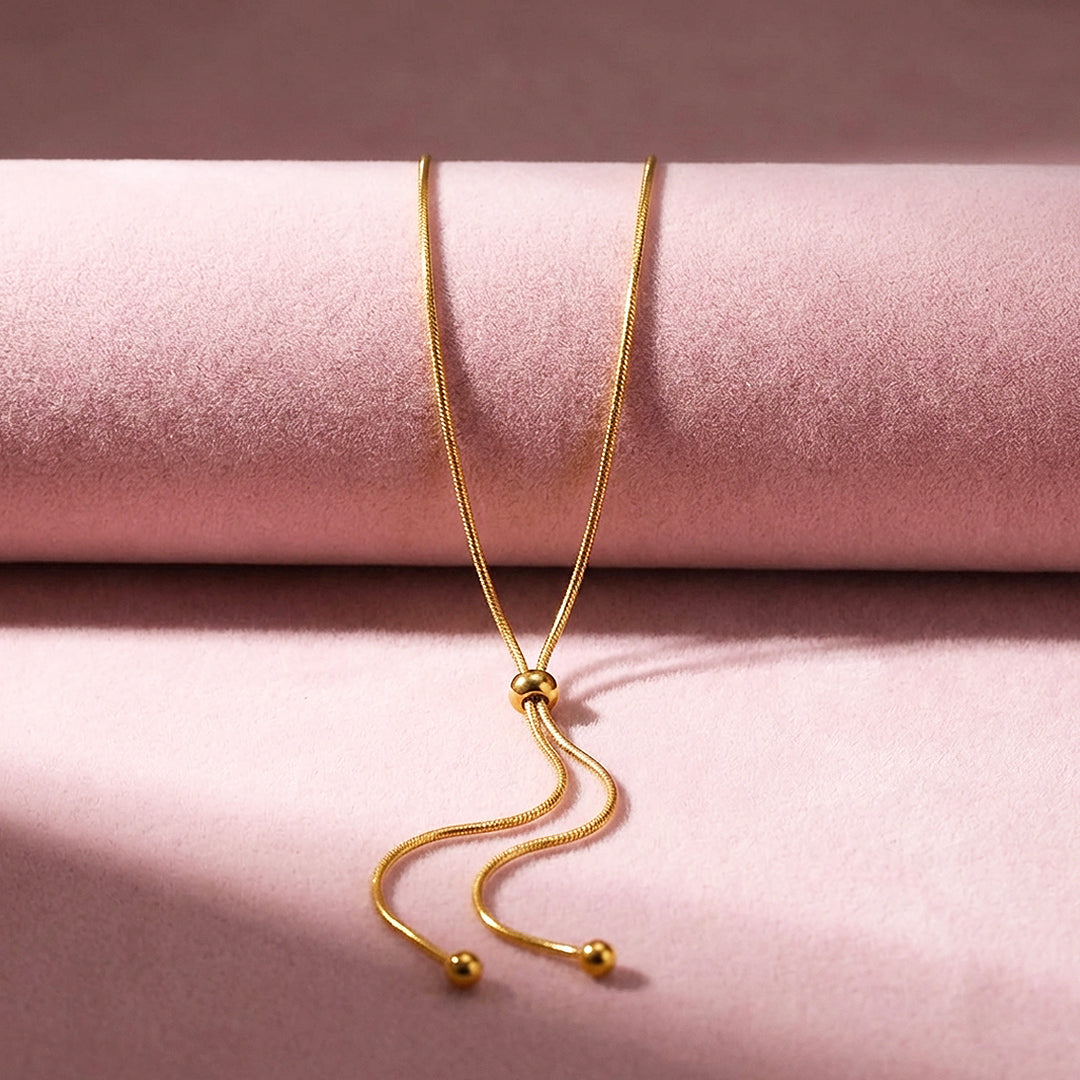 Snake Chain Slider Drop Pendant Necklace | Gold | Luxe4497 - Luxe Necklace | Singapore Jewellery, Wedding Rings &amp; Gifts | Same Day Delivery | Tiara.com.sg