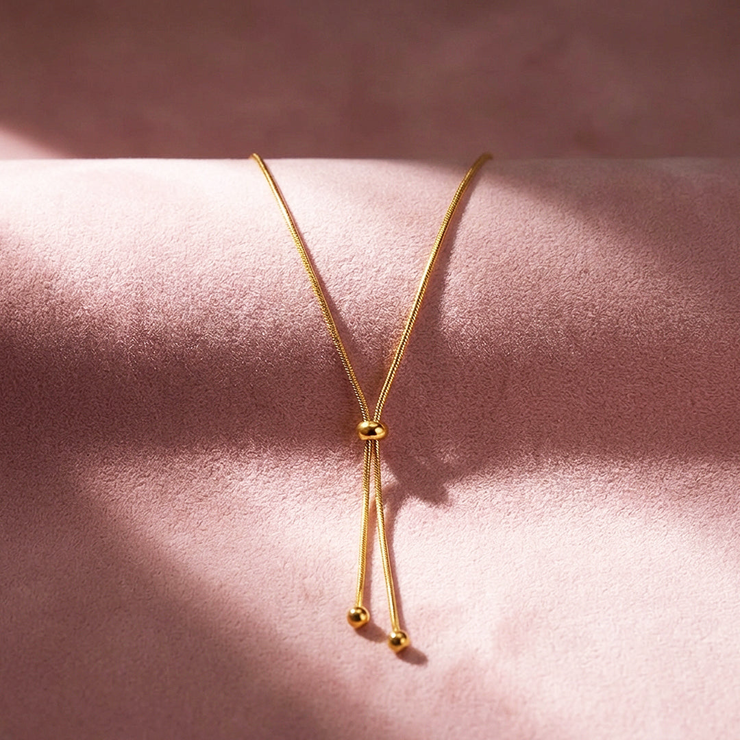 Snake Chain Slider Drop Pendant Necklace | Gold | Luxe4497 - Luxe Necklace | Singapore Jewellery, Wedding Rings &amp; Gifts | Same Day Delivery | Tiara.com.sg