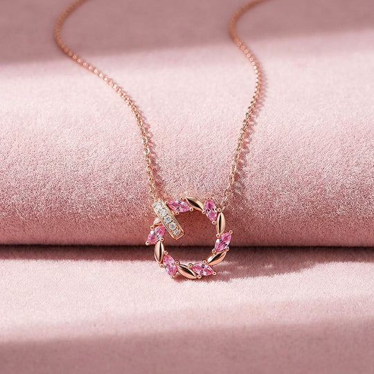 Marquise Petal Halo Pendant Necklace | Rose Gold | Luxe4499 - Luxe Necklace | Singapore Jewellery, Wedding Rings &amp; Gifts | Same Day Delivery | Tiara.com.sg