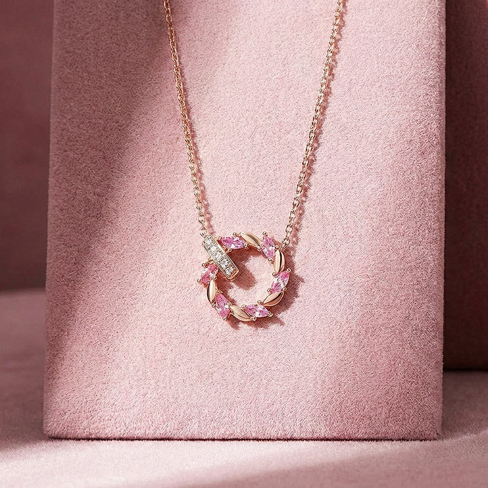 Marquise Petal Halo Pendant Necklace | Rose Gold | Luxe4499 - Luxe Necklace | Singapore Jewellery, Wedding Rings & Gifts | Same Day Delivery | Tiara.com.sg