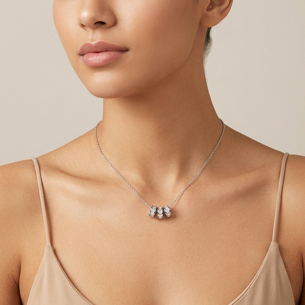 Triple Hoop Pendant Necklace | Silver & Gold | Luxe4501 - Luxe Necklace | Singapore Jewellery, Wedding Rings & Gifts | Same Day Delivery | Tiara.com.sg