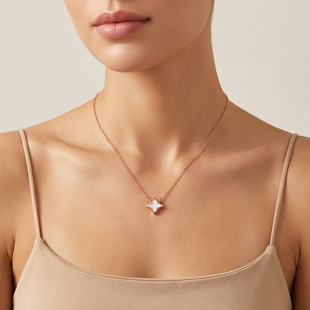 Star Mother-of-Pearl Pendant Necklace | Rose Gold | Luxe4503 - Luxe Necklace | Singapore Jewellery, Wedding Rings & Gifts | Same Day Delivery | Tiara.com.sg