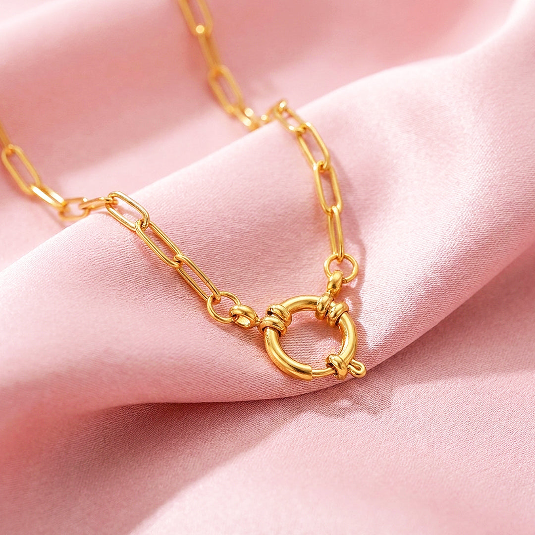 Paperclip Chain Ring Clasp Necklace | Luxe4518