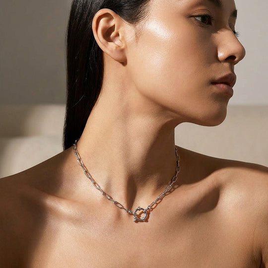 Paperclip Chain Ring Clasp Necklace | Luxe4518
