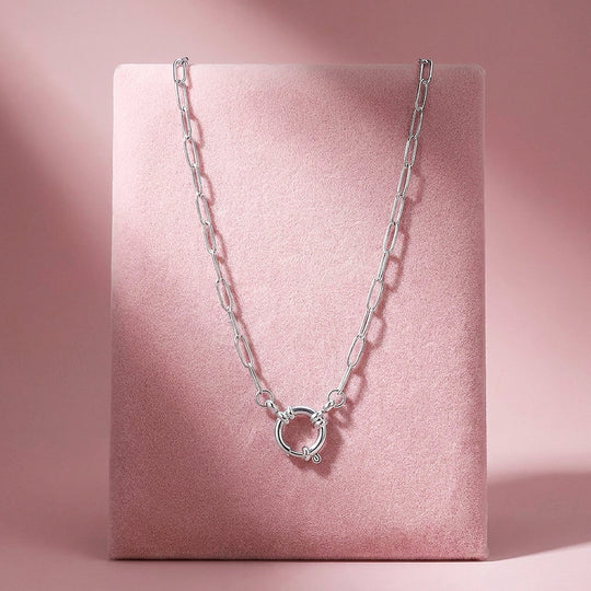 Paperclip Chain Ring Clasp Necklace | Luxe4518