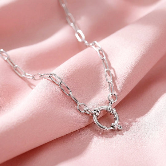Paperclip Chain Ring Clasp Necklace | Luxe4518