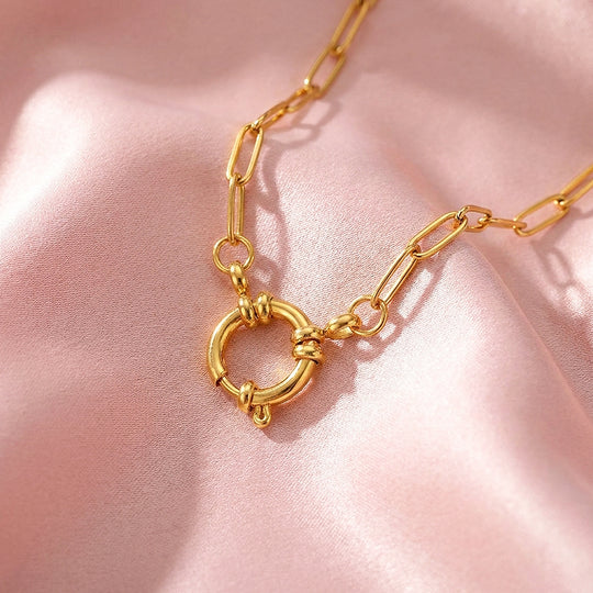 Paperclip Chain Ring Clasp Necklace | Luxe4518
