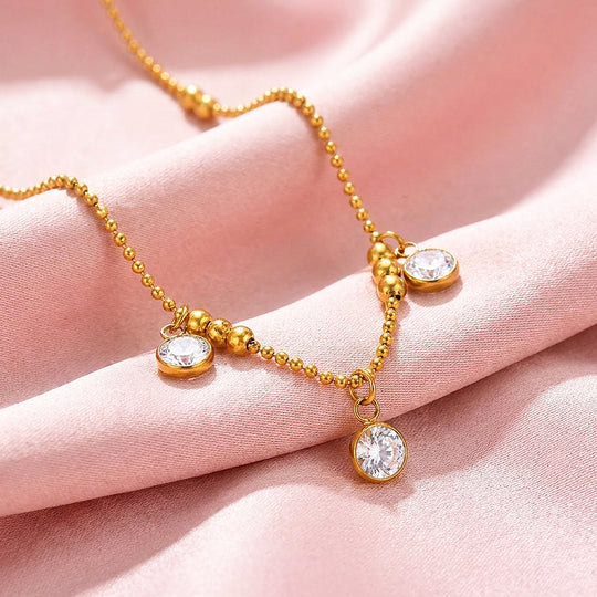 Beaded Triple Drop Pendant Necklace | Luxe4520