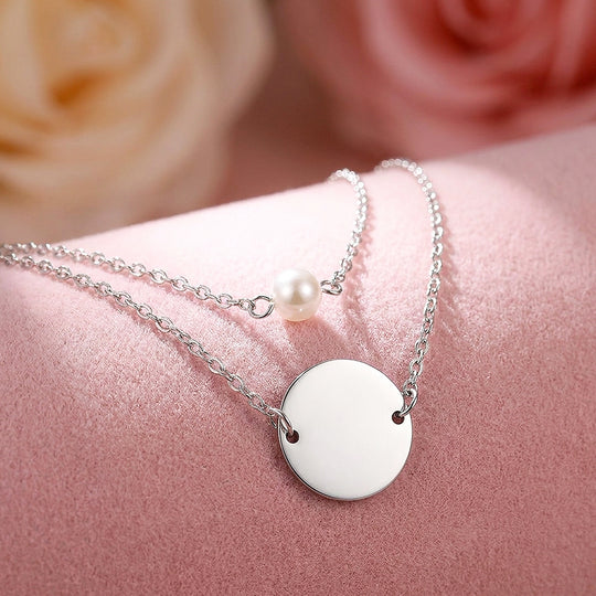 Layered Pearl &amp; Disc Pendant Necklace | Luxe4526