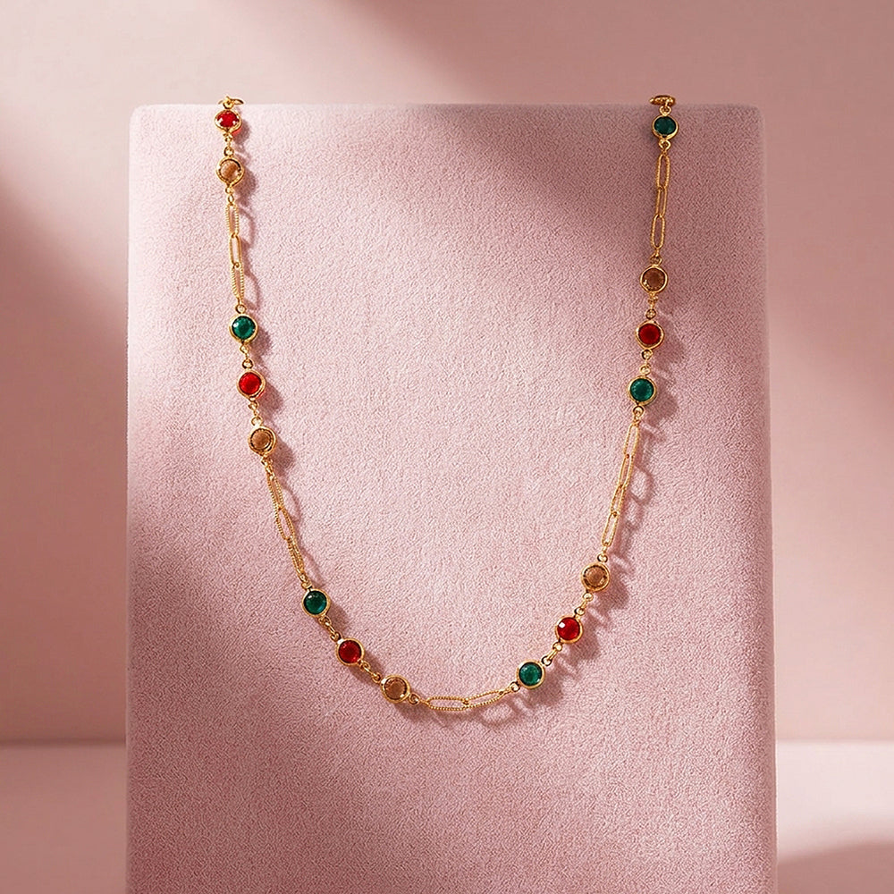 Multicolour Bezel Station Necklace | Luxe4535