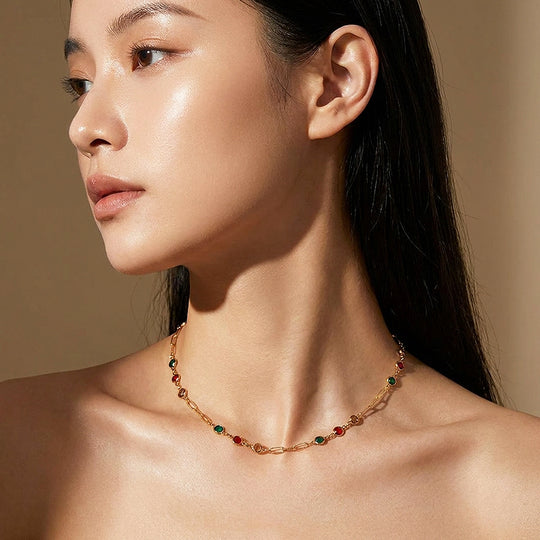 Multicolour Bezel Station Necklace | Luxe4535
