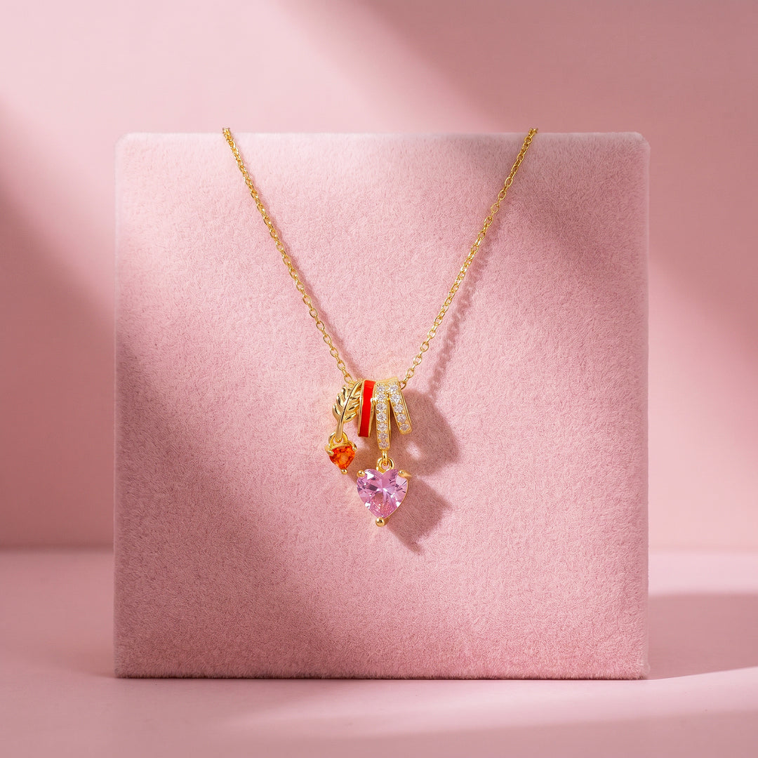 Heart Crystal Leaf Arrow Charm Pendant Necklace | Gold | Luxe4551