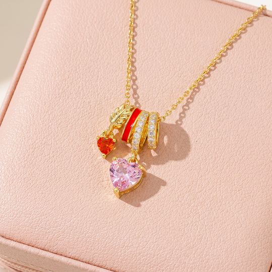 Heart Crystal Leaf Arrow Charm Pendant Necklace | Gold | Luxe4551