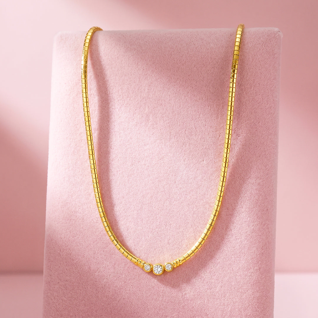Triple Bezel Tank Chain Necklace | Luxe4556