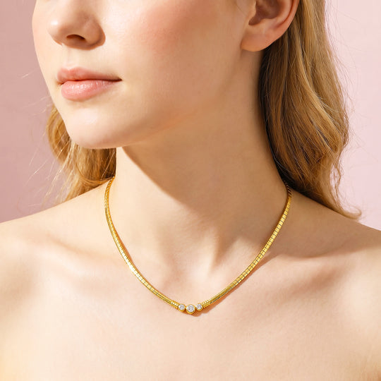 Triple Bezel Tank Chain Necklace | Luxe4556