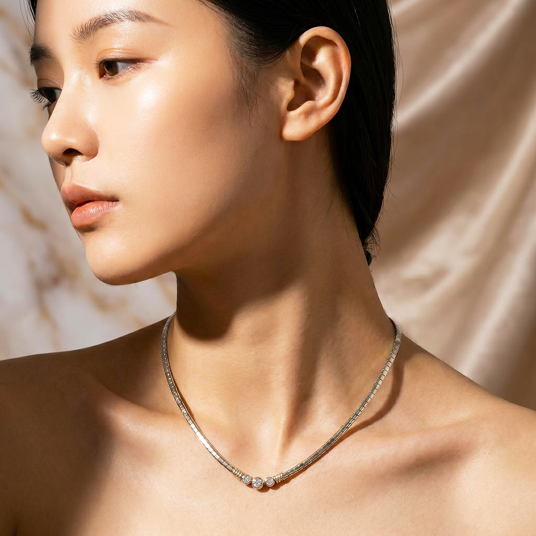 Triple Bezel Tank Chain Necklace | Luxe4556
