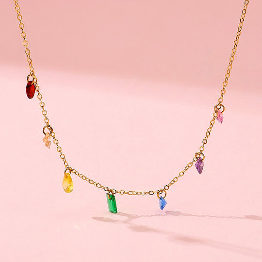 Multicolour Crystal Charm Drop Necklace | Luxe4557