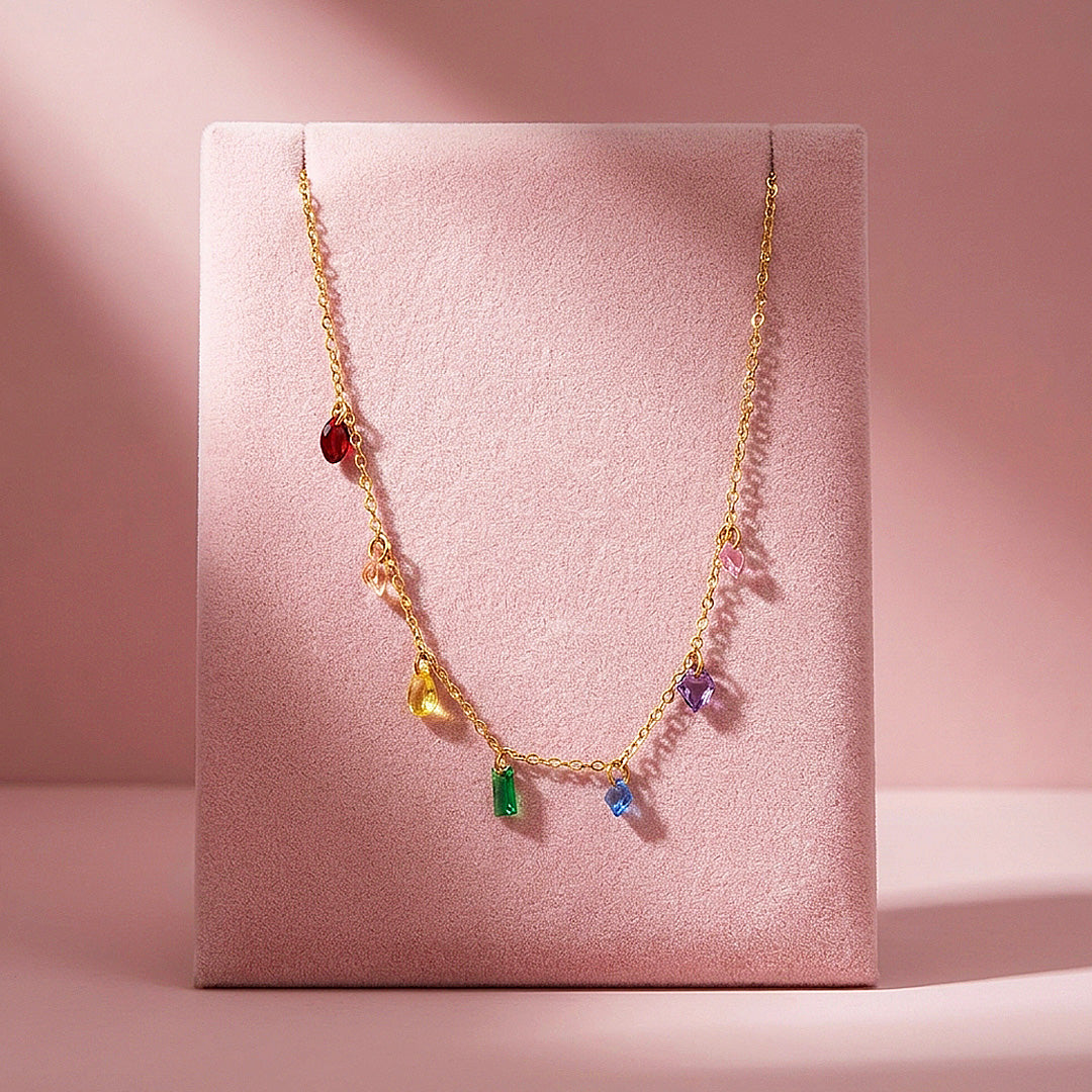Multicolour Crystal Charm Drop Necklace | Luxe4557
