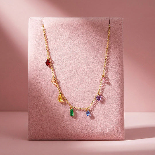 Multicolour Crystal Charm Drop Necklace | Luxe4557