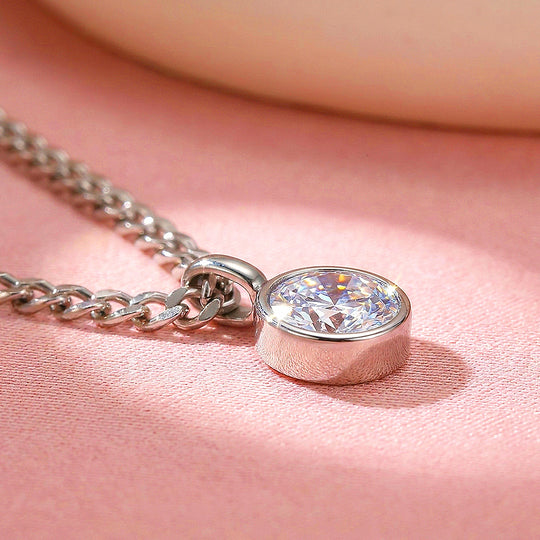 Oval Bezel Solitaire Cuban Chain Necklace | Luxe4558