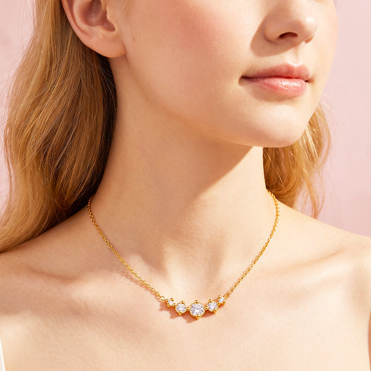 Five-Stone Graduating Diamond Simulant Necklace | Luxe4574