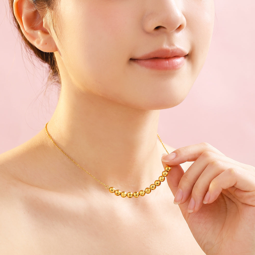 Faceted Gold Ball Bead Necklace | Luxe4575