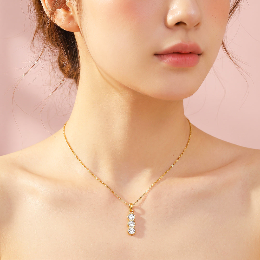 Triple Bezel Drop Necklace | Luxe4576