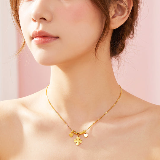 Clover &amp; Heart Charm Necklace | Luxe4579