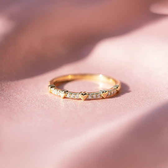 Eternity Band | Petite Hearts | Diamond Simulant | Gold Plating | Luxe5159 - Rings | Singapore Jewellery, Wedding Rings &amp; Gifts | Same Day Delivery | Tiara.com.sg