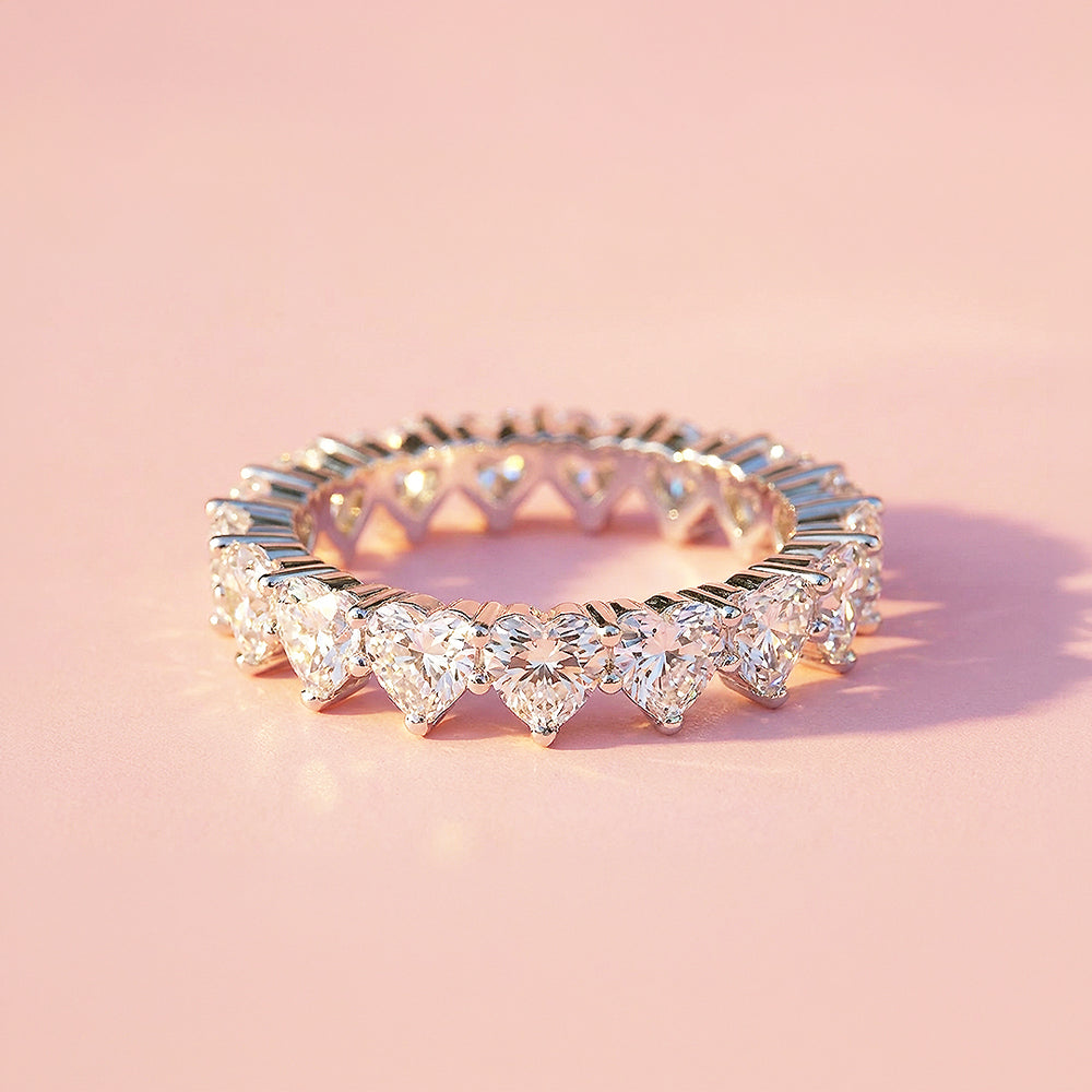 Eternity Band | Heart Cut | Diamond Simulant | White Gold Plating | Luxe5160 - Rings | Singapore Jewellery, Wedding Rings & Gifts | Same Day Delivery | Tiara.com.sg