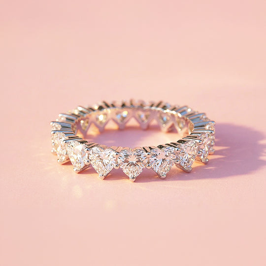 Eternity Band | Heart Cut | Diamond Simulant | White Gold Plating | Luxe5160 - Rings | Singapore Jewellery, Wedding Rings &amp; Gifts | Same Day Delivery | Tiara.com.sg