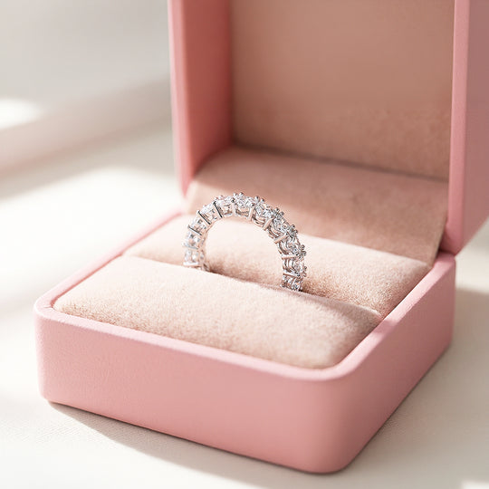 Eternity Band | Heart Cut | Diamond Simulant | White Gold Plating | Luxe5160 - Rings | Singapore Jewellery, Wedding Rings &amp; Gifts | Same Day Delivery | Tiara.com.sg