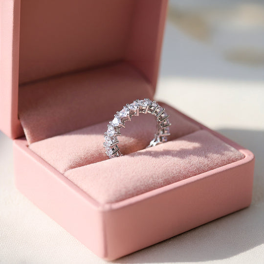 Eternity Band | Heart Cut | Diamond Simulant | White Gold Plating | Luxe5160 - Rings | Singapore Jewellery, Wedding Rings &amp; Gifts | Same Day Delivery | Tiara.com.sg